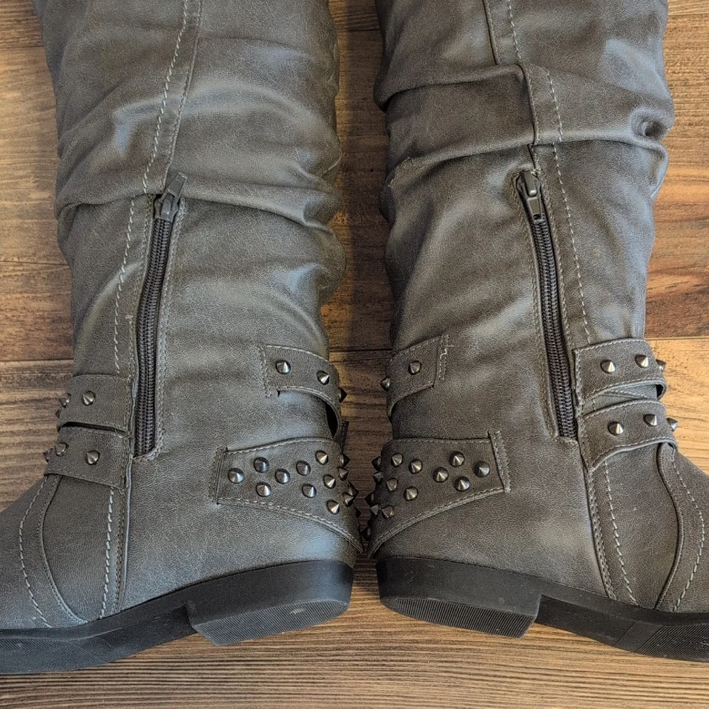 Just Fab Edlin Gray Over the Knee Boots 5.5 R193